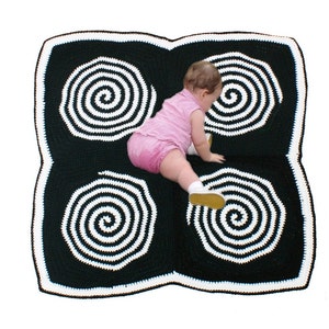 Crochet Pattern ~ Baby Sensory Spiral Tummy Time Mat or Blanket  ~ Baby Blanket Crochet Pattern ~ Modern Baby Blanket Crochet Pattern