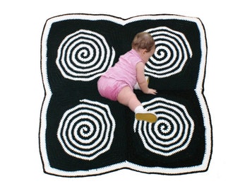 Crochet Pattern ~ Baby Sensory Spiral Tummy Time Mat or Blanket  ~ Baby Blanket Crochet Pattern ~ Modern Baby Blanket Crochet Pattern