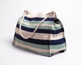 Knitting Pattern ~ Portside Bag ~ Striped Bag Knit Pattern ~ Beach Tote Knit Pattern ~ Cute Knit Purse Gift Pattern ~ Knit Bag Pattern