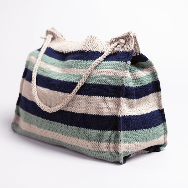 Knitting Pattern ~ Portside Bag ~ Striped Bag Knit Pattern ~ Beach Tote Knit Pattern ~ Cute Knit Purse Gift Pattern ~ Knit Bag Pattern