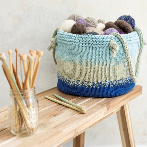 Knitting Pattern Pretty Utility Bucket Bag Knitting Etsy
