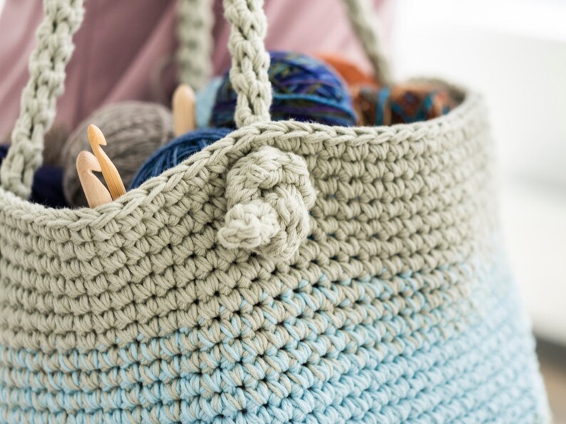 Crochet Pattern Cutie Utility Bucket Bag Large Bucket Bag Purse Crochet Pattern Ombre Tote Crochet Pattern Extra Large Storage image 3