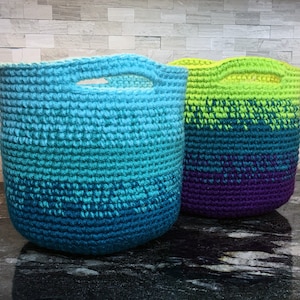 Crochet Pattern ~ Cutie Utility Basket ~ Crochet Basket with Handles Pattern ~ Instant Download DIY Craft Tutorial ~ Ombre Basket Pattern