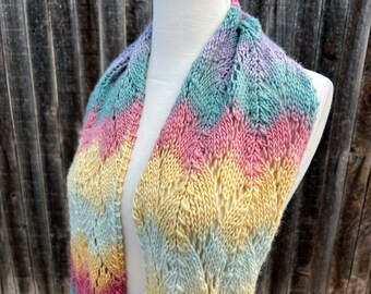 Knitting Pattern ~ Sunset Ridge Scarf ~ Lace Knit Scarf Pattern ~ Winter Knit Scarf Pattern ~ Fall Knit Scarf Gift Pattern