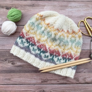 Knitting Pattern ~ In Bloom Beanie ~ Fair Isle Knit Beanie Pattern ~ PDF Download ~ Beautiful Gift Knit Beanie Pattern ~ Fair Isle Knit Hat