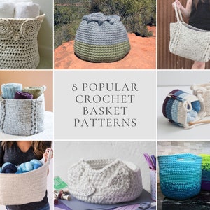 8 Popular Crochet Basket Patterns ~ Various Crochet Baskets For Organization and Storage ~ Crochet Patterns ~ Crochet Home Decor Pattern