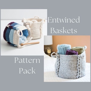 Crochet Pattern ~ Entwined Basket Pattern Pack ~ Crochet Pattern ~ Crochet Basket Pattern Bundle ~ Woven Crochet Basket