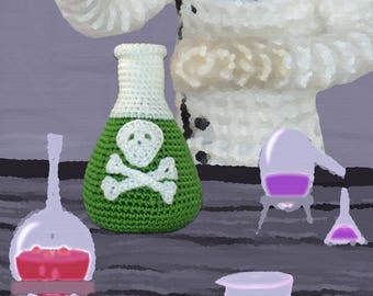 Crochet Pattern ~ Flask With Poison ~ Amigurumi Toy Crochet Pattern ~ Halloween Decor Crochet Pattern ~ Science Crochet Pattern