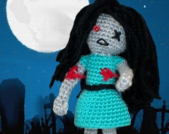 Crochet Pattern ~ Zombie Girl ~ Amigurumi Halloween Doll Crochet Pattern ~ Cute and Scary Zombie Girl Doll Crochet Pattern