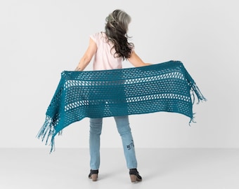 Crochet Pattern ~ Twilight View Wrap ~ Shawl Crochet Pattern with Fringe and Openwork ~ DIY Wrap Tutorial ~ Women's Shawl Gift Pattern