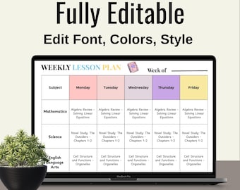 Weekly Lesson Plan Template | Teacher Planner | Editable Canva Lesson Planner | Printable Teacher Schedule PDF | Planner Size A4/US Letter