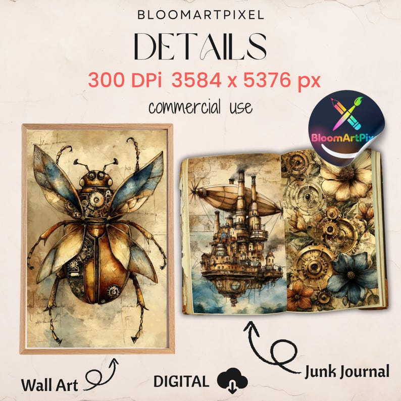Steampunk Junk Journal Kit Vintage Industrial Ephemera Scrapbook Paper ...