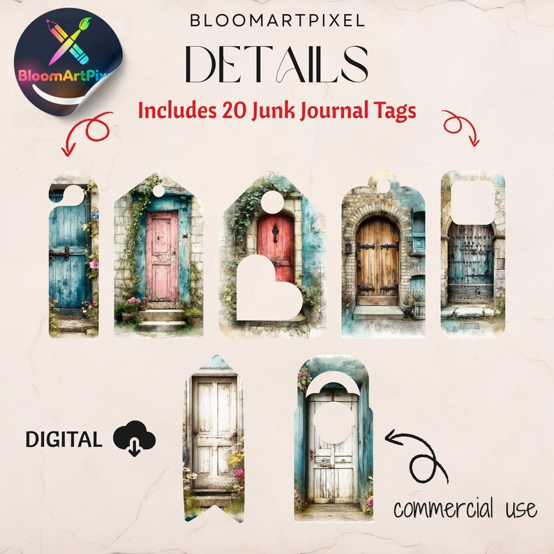 Vintage Antique Door Junk Journal Kit Rustic Ephemera (digital Download ...