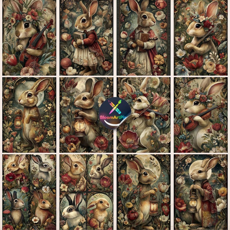 Vintage Easter Bunny Junk Journal Ephemera Victorian Rabbit Sublimation ...