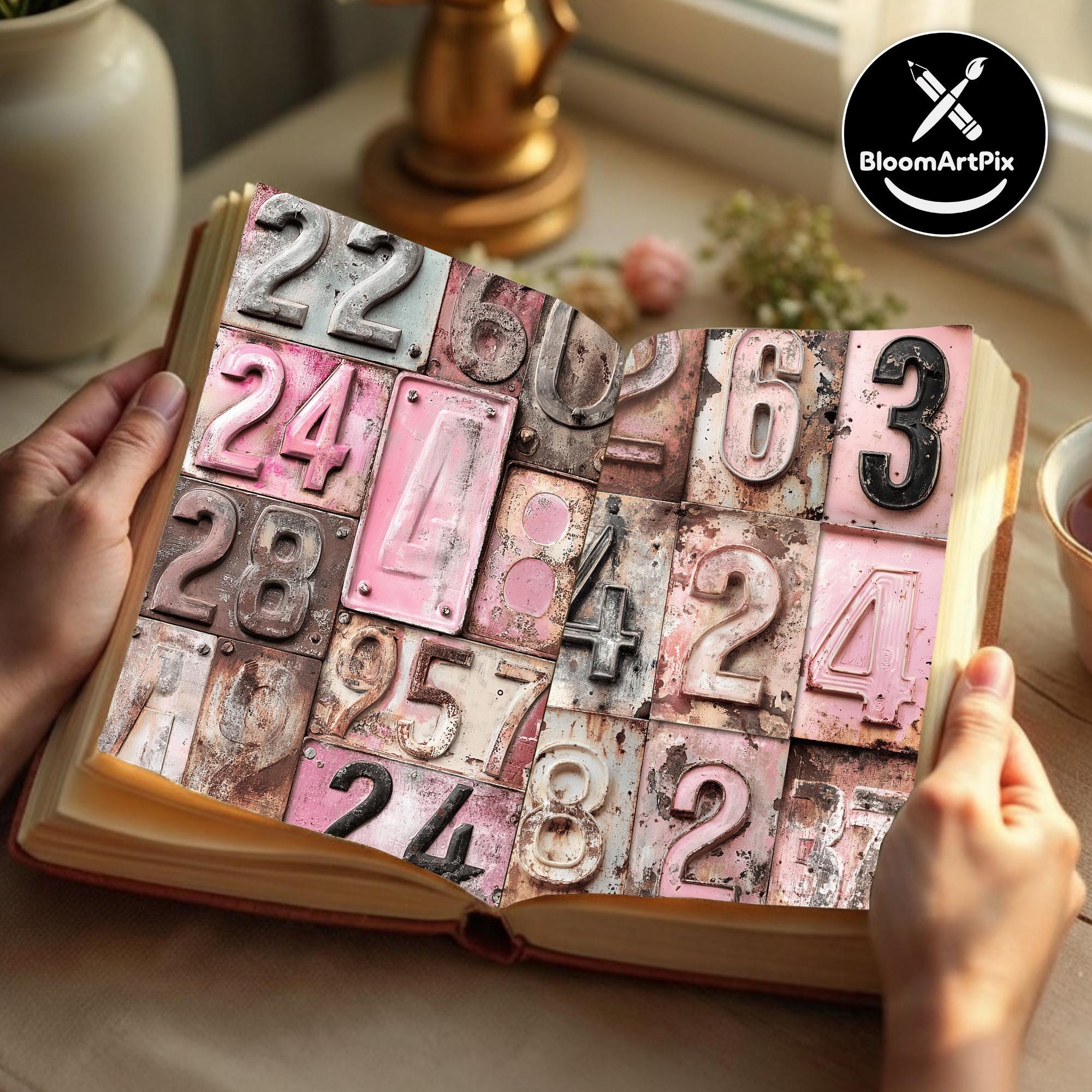 Journaling Number Grunge Numbers Junk Journal Pages Vintage Industrial Ephemera Steampunk ...