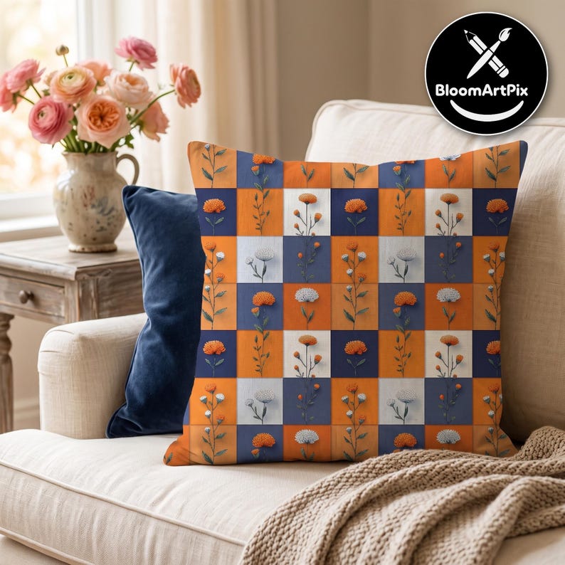 Ensemble de motifs floraux patchwork sans couture, motif répétitif de courtepointe florale colorée, pour la conception de tissus et la sublimation image 4