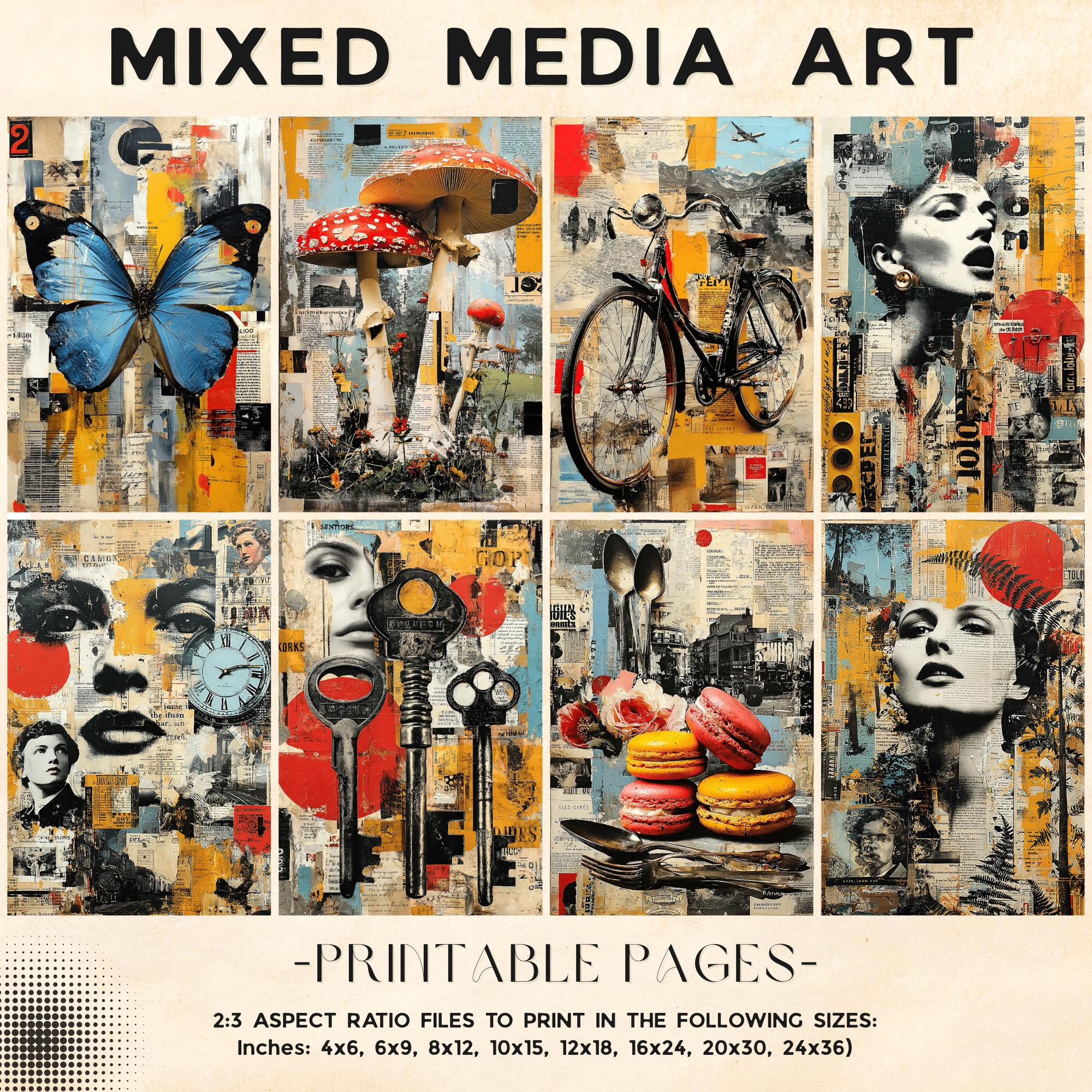 Mixed Media Art Junk Journal Pages Printable Collage Scrapbook Kit ...
