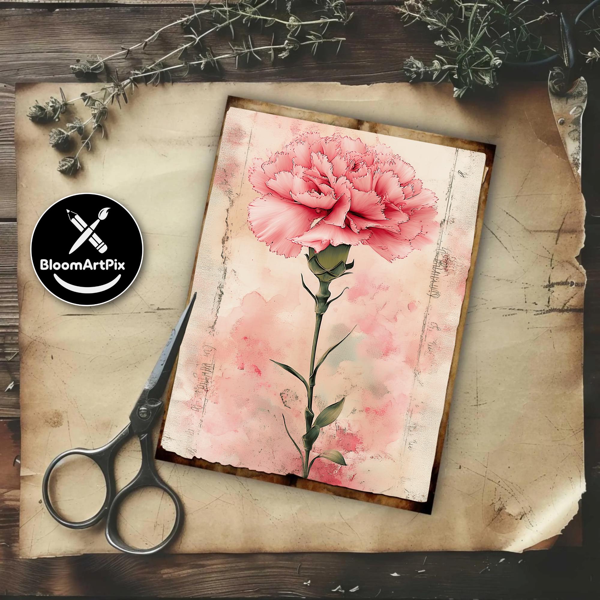 Pink Grungy Junk Journal Pages Shabby Chic Floral Digital Paper ...