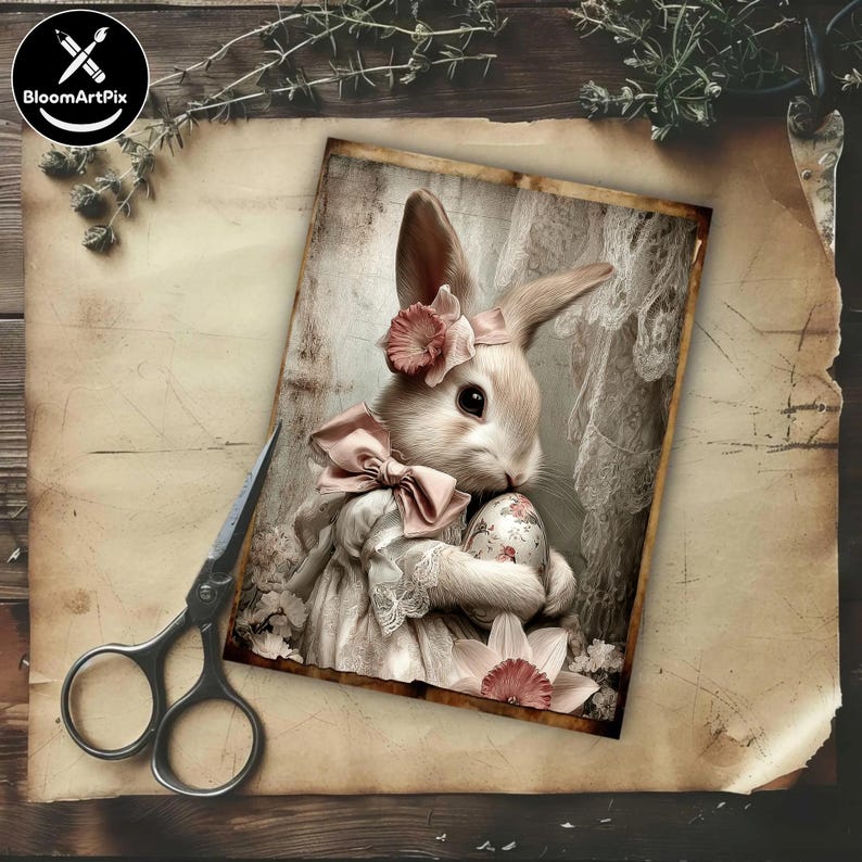 Vintage Easter Bunny Junk Journal Kit Spring Ephemera Pockets (digital ...
