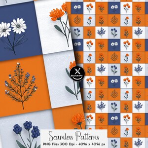 Ensemble de motifs floraux patchwork sans couture, motif répétitif de courtepointe florale colorée, pour la conception de tissus et la sublimation image 7