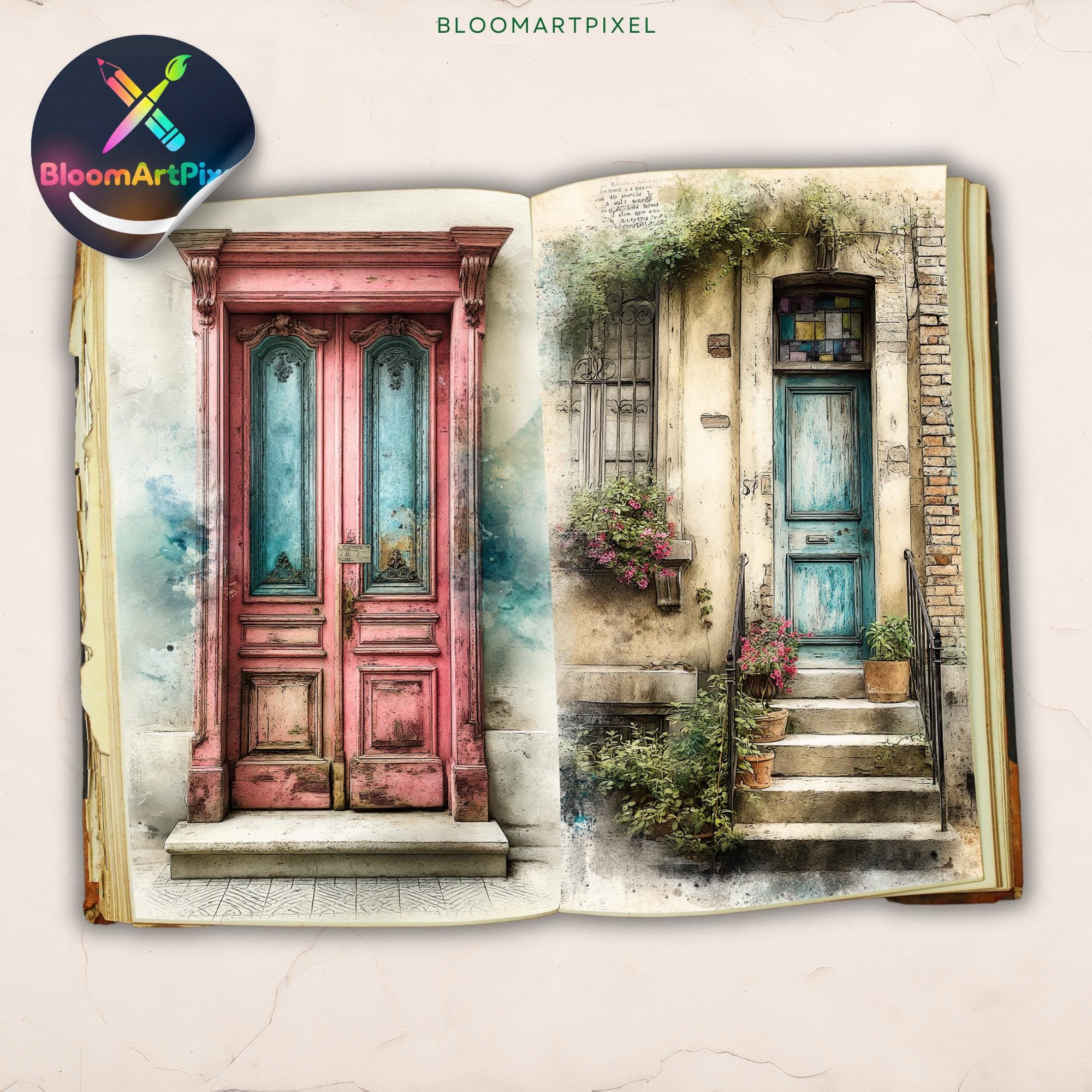 Vintage Antique Door Junk Journal Kit Rustic Ephemera (digital Download ...