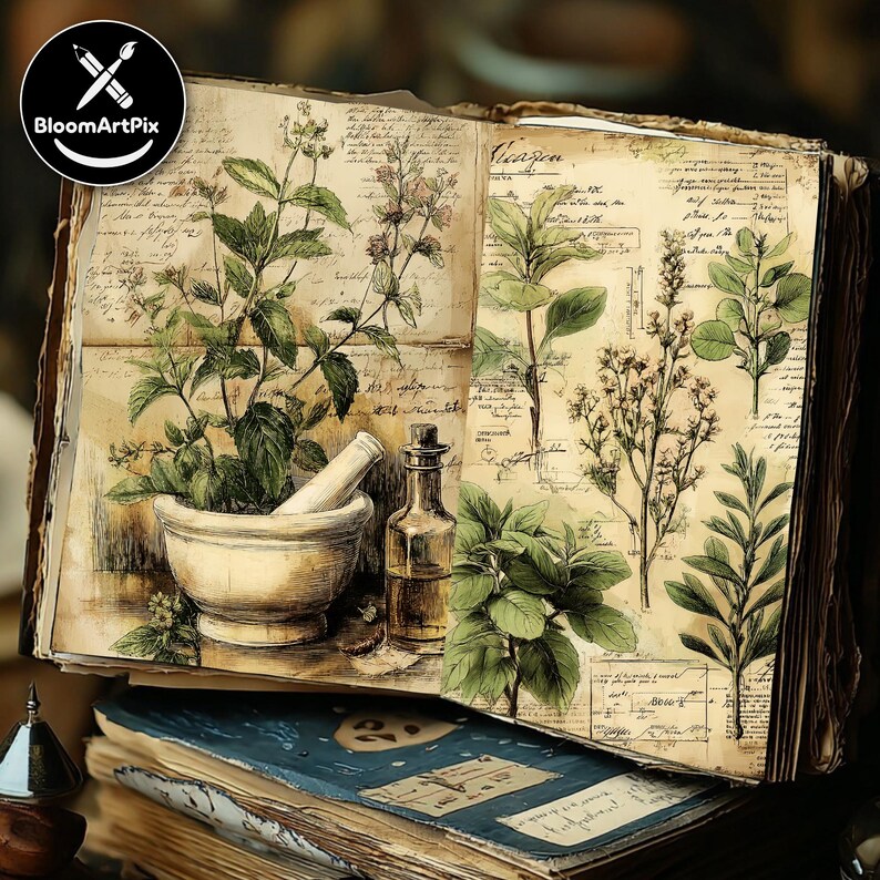 Vintage Botanical Gardening Junk Journal Pages Scrapbook Ephemera ...