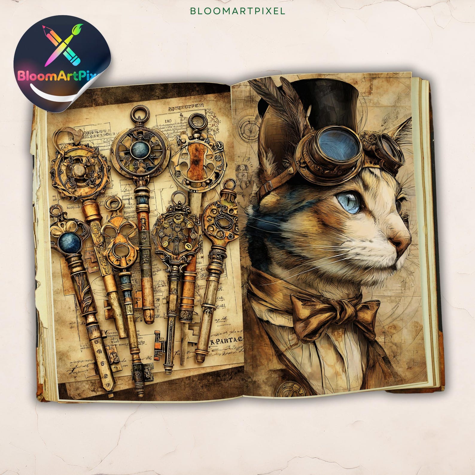 Steampunk Junk Journal Kit Vintage Industrial Ephemera Scrapbook Paper ...