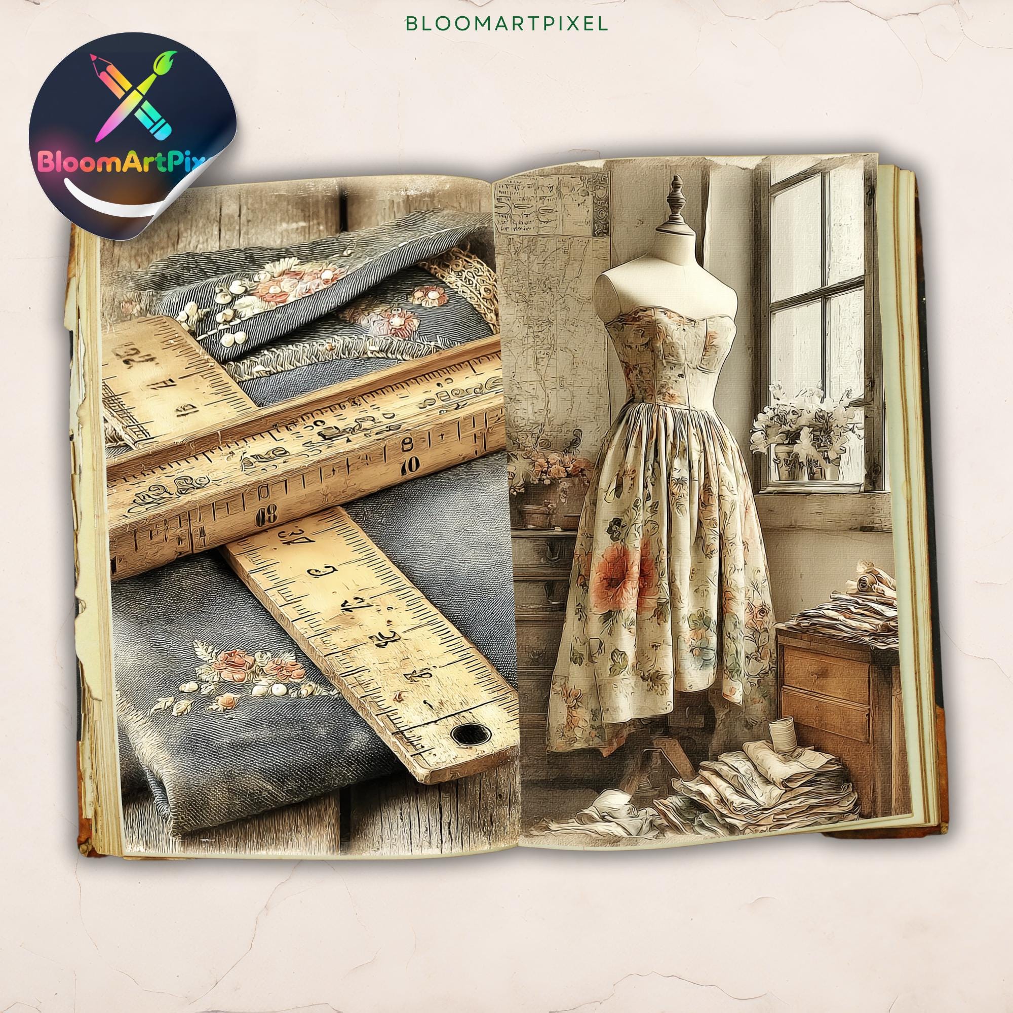 Vintage Sewing Ephemera Pack Junk Journal Kit Victorian Atelier ...