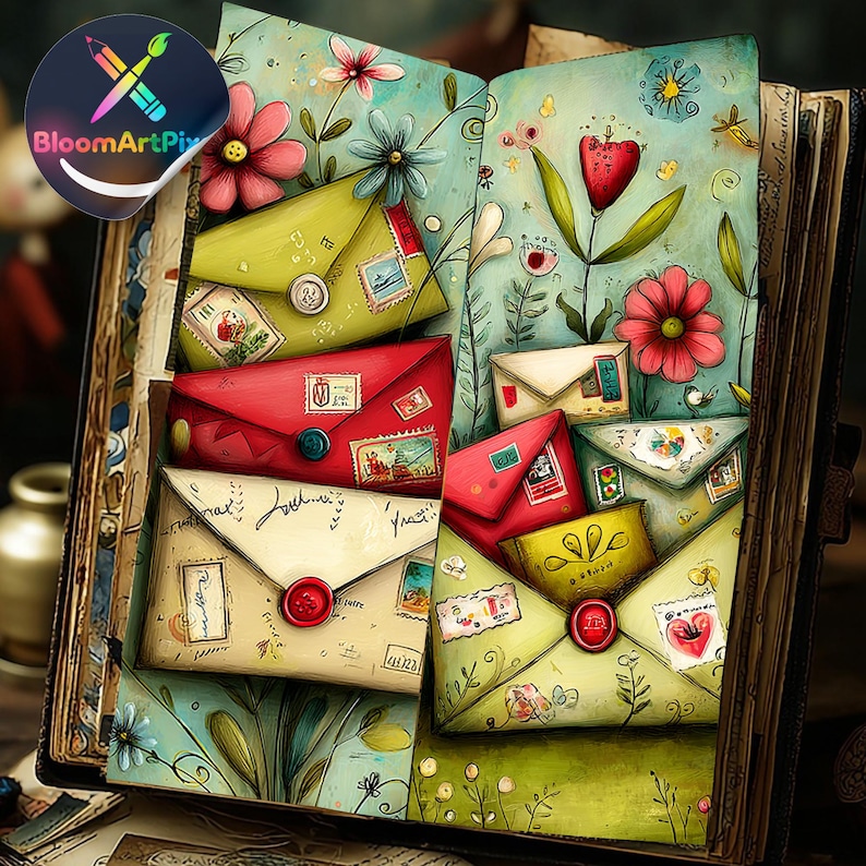 Whimsical Girl Junk Journal Pages, Flower Fairies Writing Scenes, Storybook Clipart (Digital Download) image 5