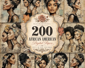 African American Junk Journal Pages Vintage Black Girl Scrapbook Kit (Digital Download)