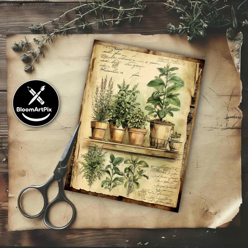 Vintage Botanical Gardening Junk Journal Pages Scrapbook Ephemera ...