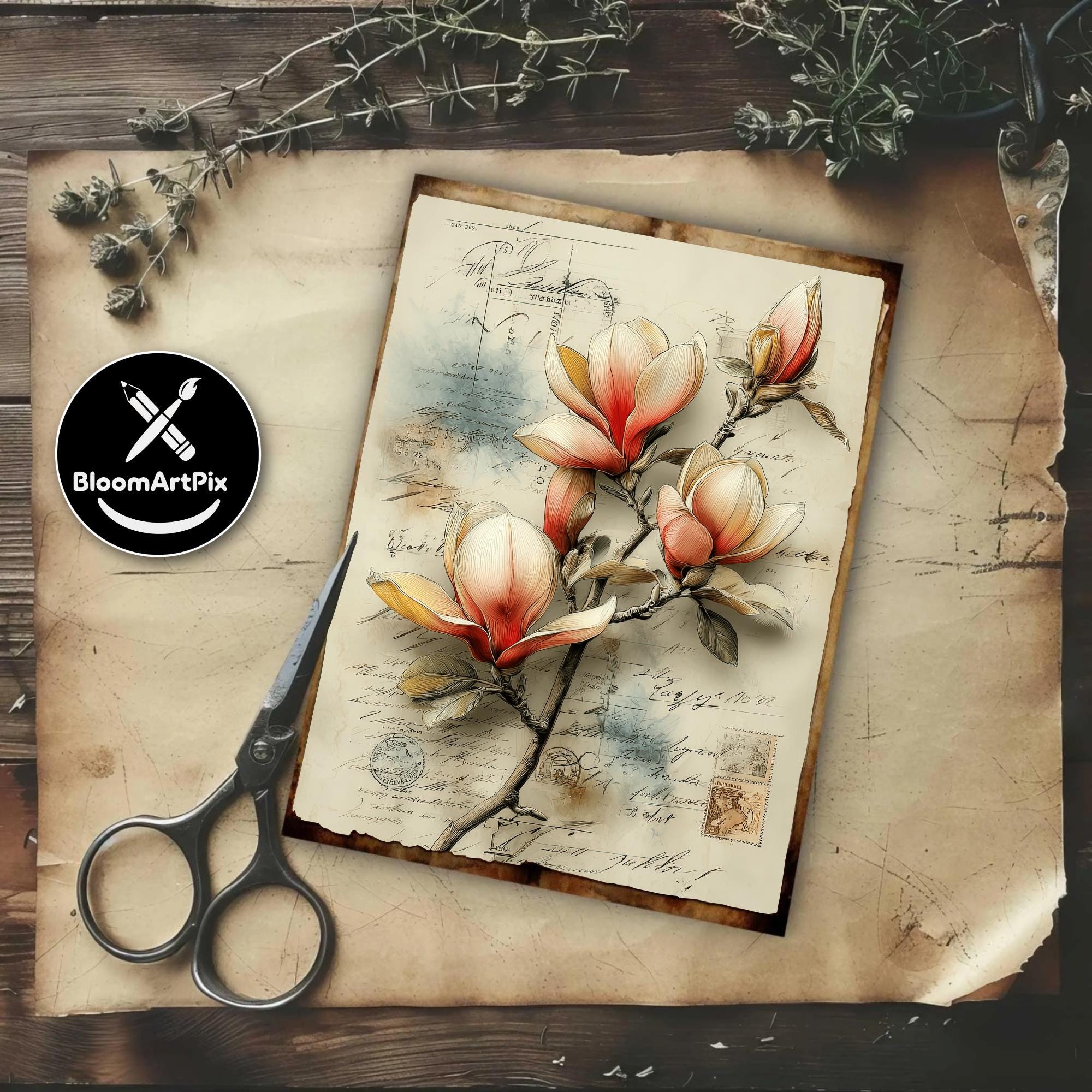 Vintage Spring Garden Floral Junk Journal Pages Scrapbook Ephemera ...
