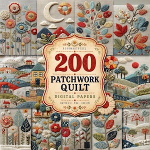 Patchwork-Quilt-Junk-Journal-Seiten, Stick-Scrapbook-Papier (Digitaler Download)