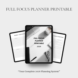 Full Focus-planner afdrukbaar, dagelijkse en wekelijkse productiviteitsbijlagen, digitale sjabloon voor Goodnotes-pdf