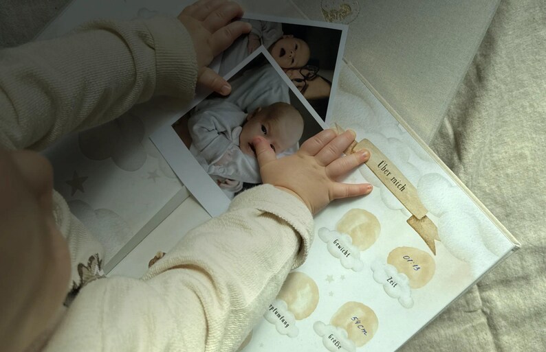Erinnerungskiste Baby personalisiert – Aufbewahrungsbox erstes Jahr mit Album & Zubehör | Geschenk zur Geburt image 2