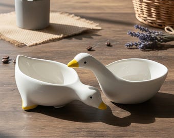 Piatto per salse artigianale in ceramica a forma di anatra / Ciotole per salse artigianali "Sip" e "Float"