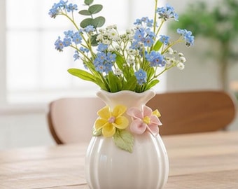 Handmade Floral Ceramic Bud Vase | Mini 3D Flower Pottery, Small Home Accent Gift