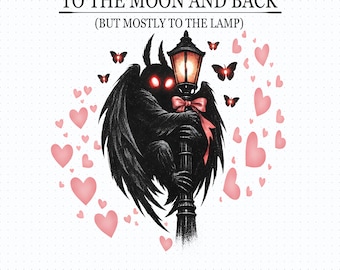Mothman Lamp PNG | Spooky Cryptid Valentine Digital Design (PNG, PDF)