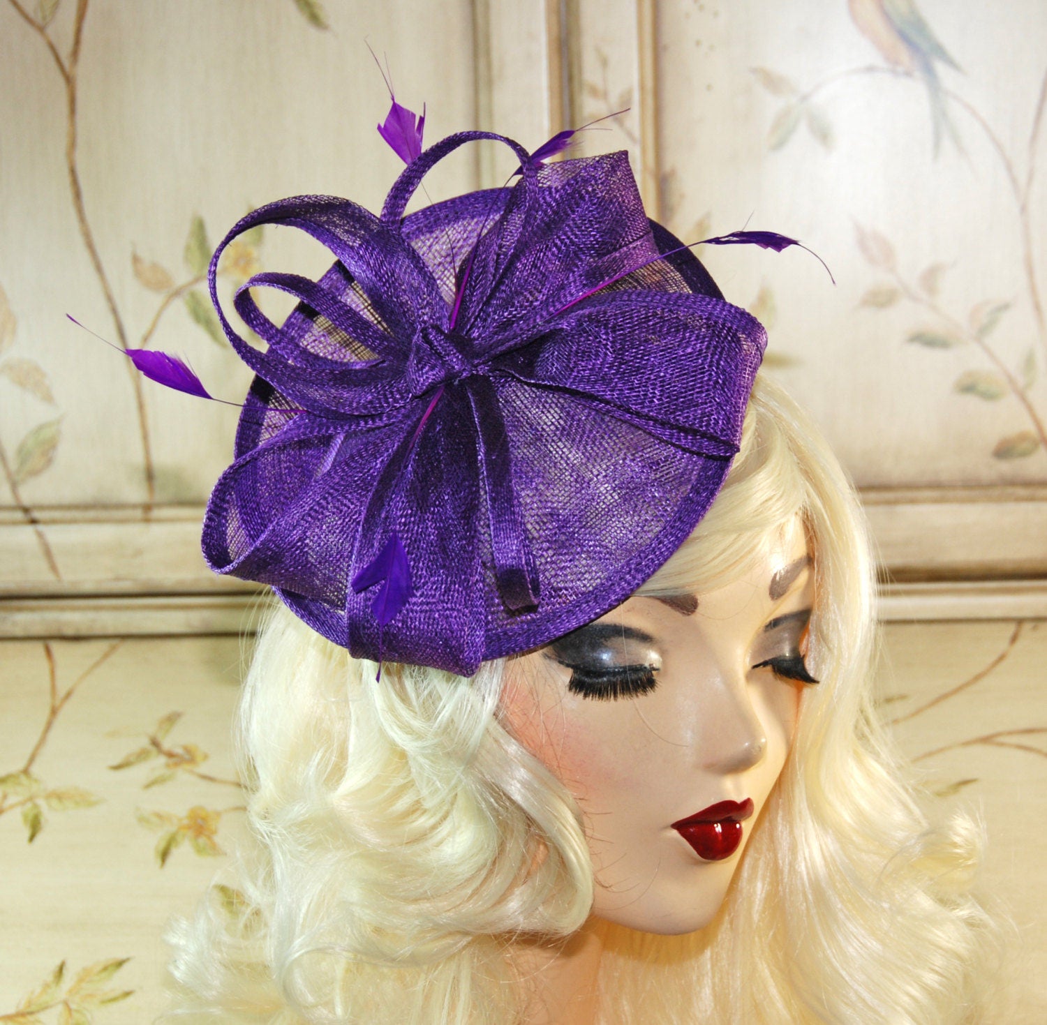 Purple Fascinator Hat Kentucky Derby Hat Tea Party Hat Etsy