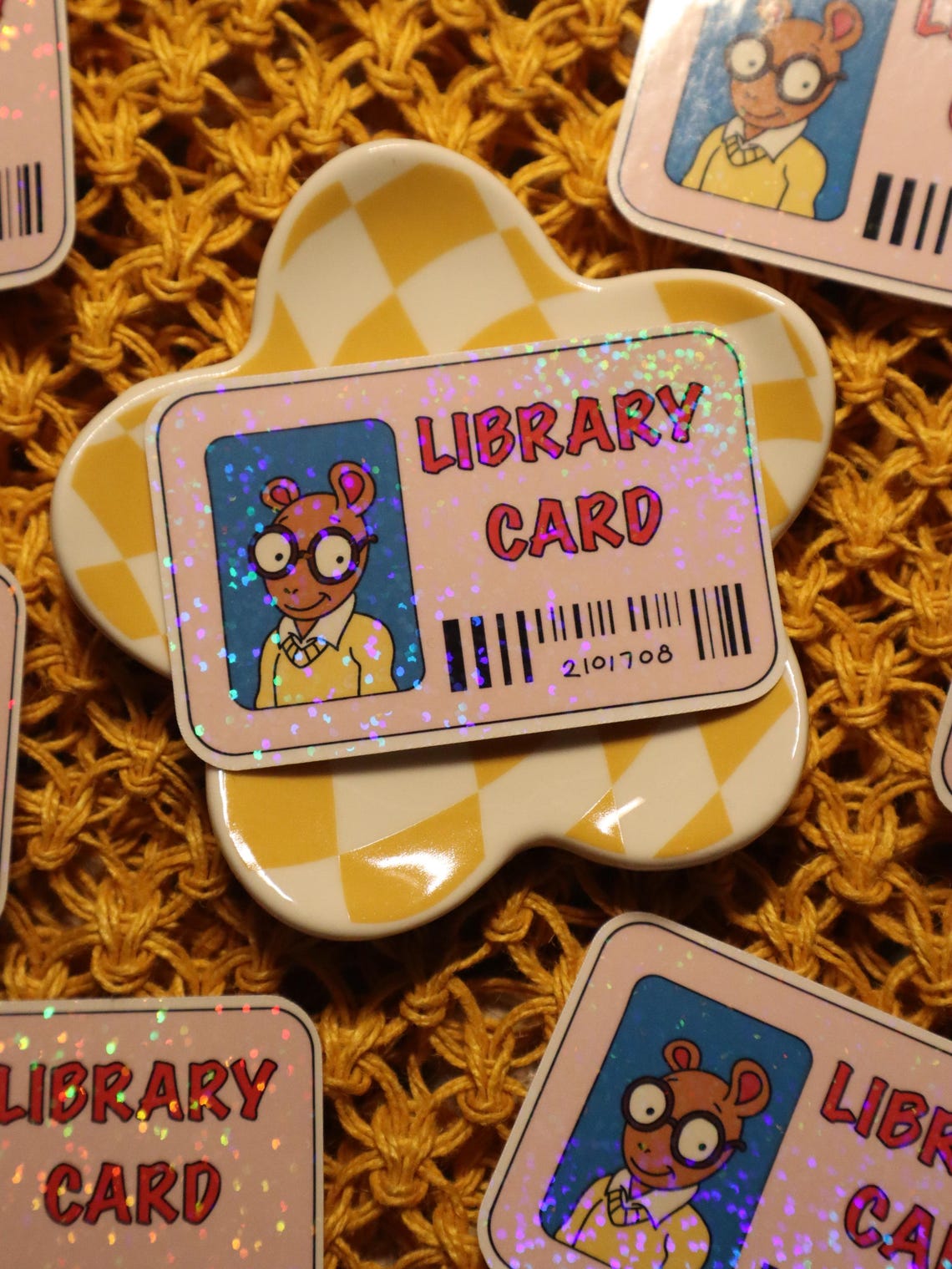 Holographic Arthur Nostalgia Library Sticker | Retro Library Card ...