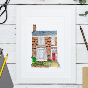 House Portrait: illustrated home drawing or building painting. Our First Home, a custom housewarming gift or bespoke home decor. image 1