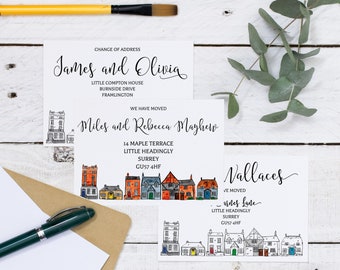 Custom Moving Announcement Cards: Illustrated New Home Postcards
