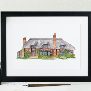 Huisportret: huisillustratie, handgeschilderd in aquarel. Nieuw huis of custom housewarming cadeau, origineel schilderij van foto.