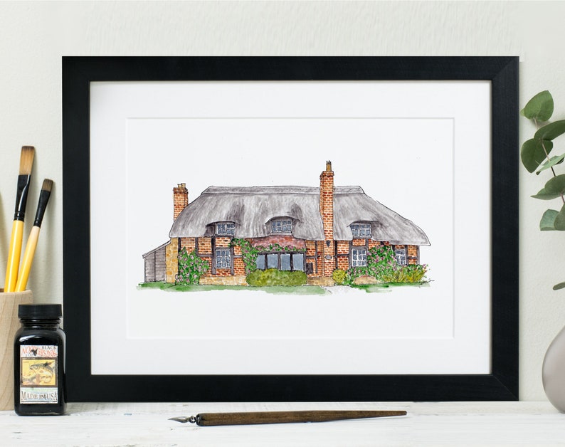 House Portrait: home illustration, hand painted in watercolor. New home or custom house warming gift, original painting from photo. image 1