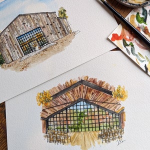 Wedding Thank You Cards: Personalised with an art sketch of your illustrated Venue. Watercolour stationery for your hand made wedding. image 5