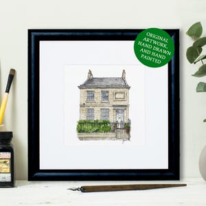 Handmade Watercolour House Portrait: Original Custom Home Illustration