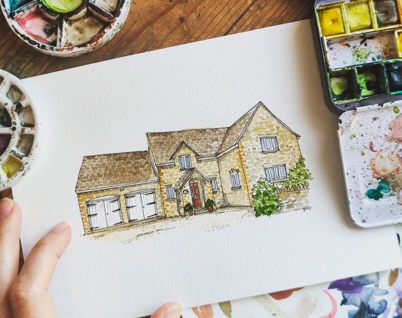 House Portrait: home illustration, hand painted in watercolor. New home or custom house warming gift, original painting from photo. image 7