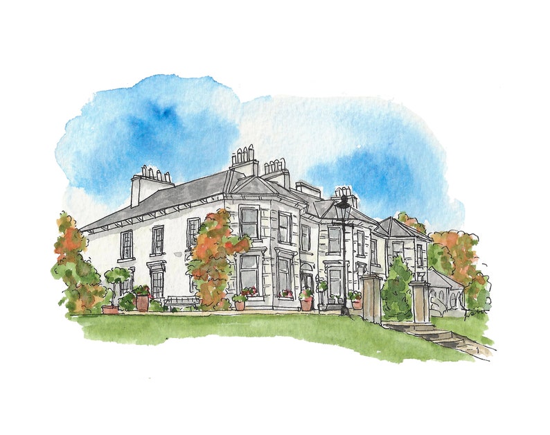 Wedding Thank You Cards: Personalised with an art sketch of your illustrated Venue. Watercolour stationery for your hand made wedding. image 9