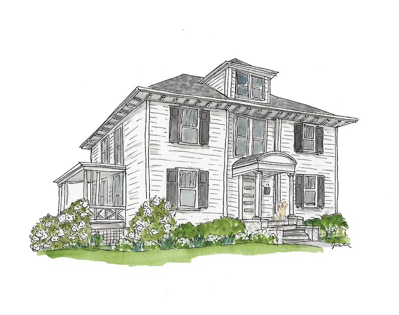 House Portrait: illustrated home drawing or building painting. Our First Home, a custom housewarming gift or bespoke home decor. image 8