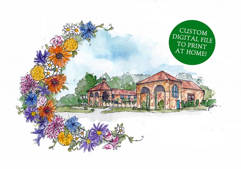 Digital Wedding Venue Illustration: Custom Wedding Portrait - Etsy